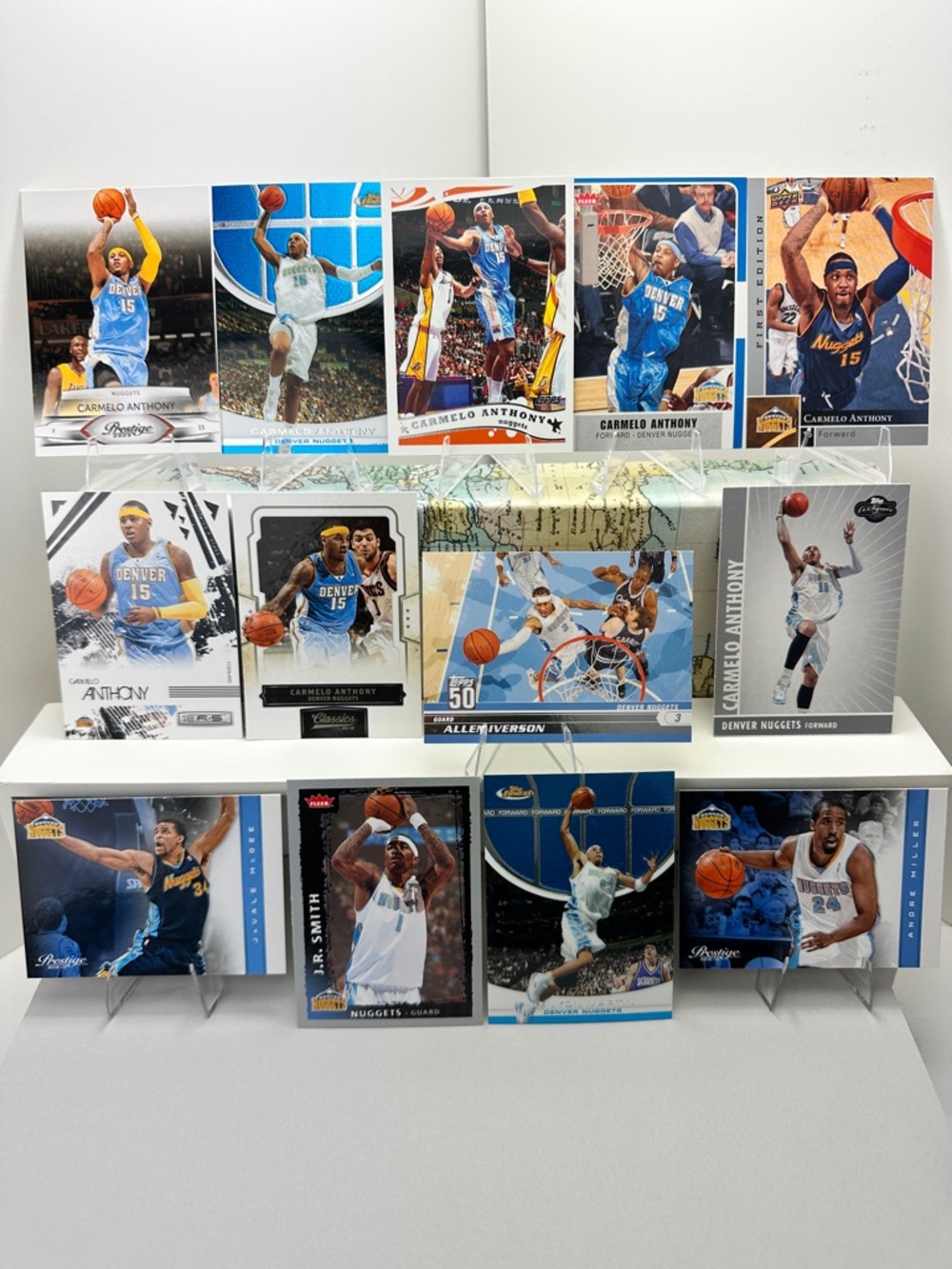 Carmelo Anthony w/ Allen Iverson/Kenyon Martin/JR Smith Nuggets lot of 13